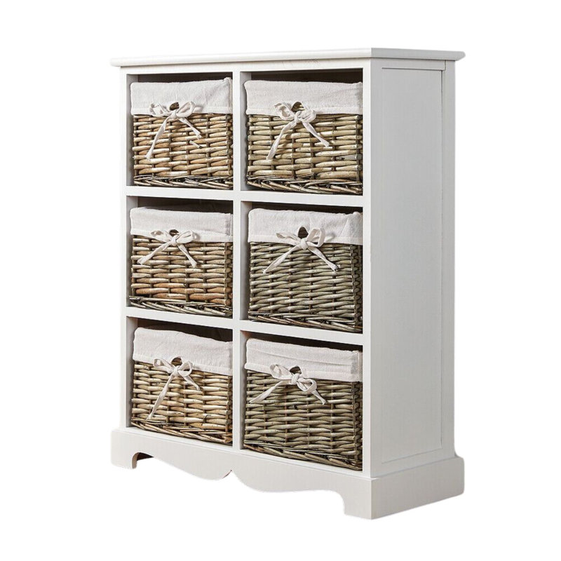 Casey Fully Assembled 6 Wicker Basket Drawer Chest, White