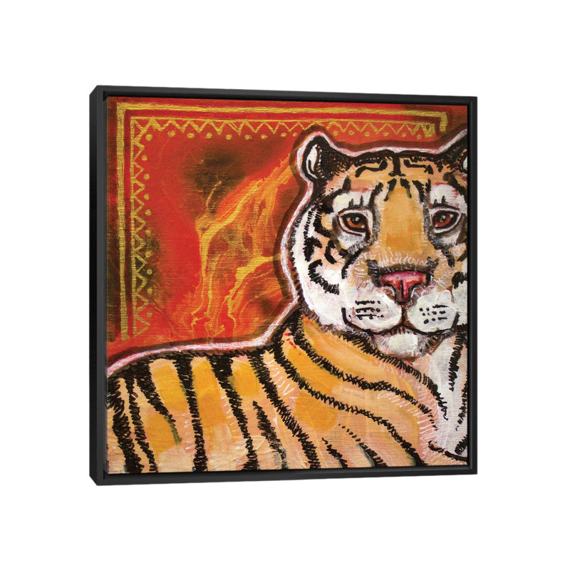 Tiger 1 Piece Wall Art on Canvas, 66.04 cm H x 66.04 cm W, Black Floater Frame