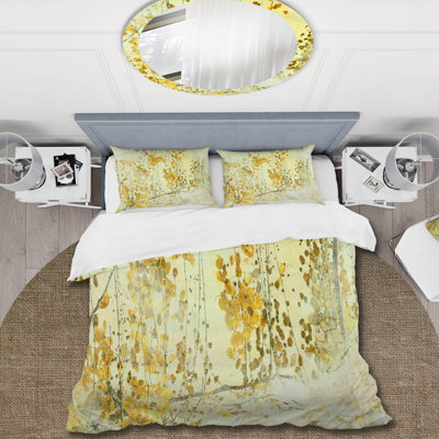 Yellow Flower Grunge Art - ensemble de housse de couette moderne - microfibre de polyester