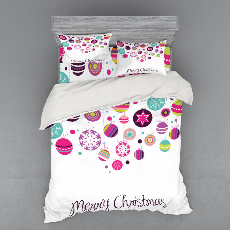 Ensemble de housse de couette en microfibre rose / vert / rouge, Housse de couette grand + 3 pièces supplémentair