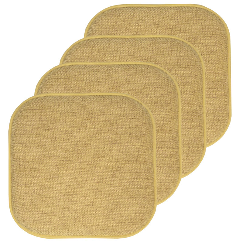 Alexis Memory Foam No Slip Back 16" x 16" Chair Pad Cushion, Gold, 4-Pack