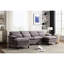 Canapé modulaire en U rembourré, 4 places avec méridienne, tissu éponge, gris, pour méridienne, méridienne, tissu éponge, gris, spacieux et confortable-121096885
