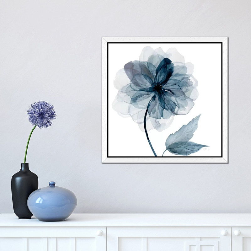 Indigo Bloom I by Carol Robinson - Painting on Canvas, 93.98 cm H x 93.98 cm W, White Framed