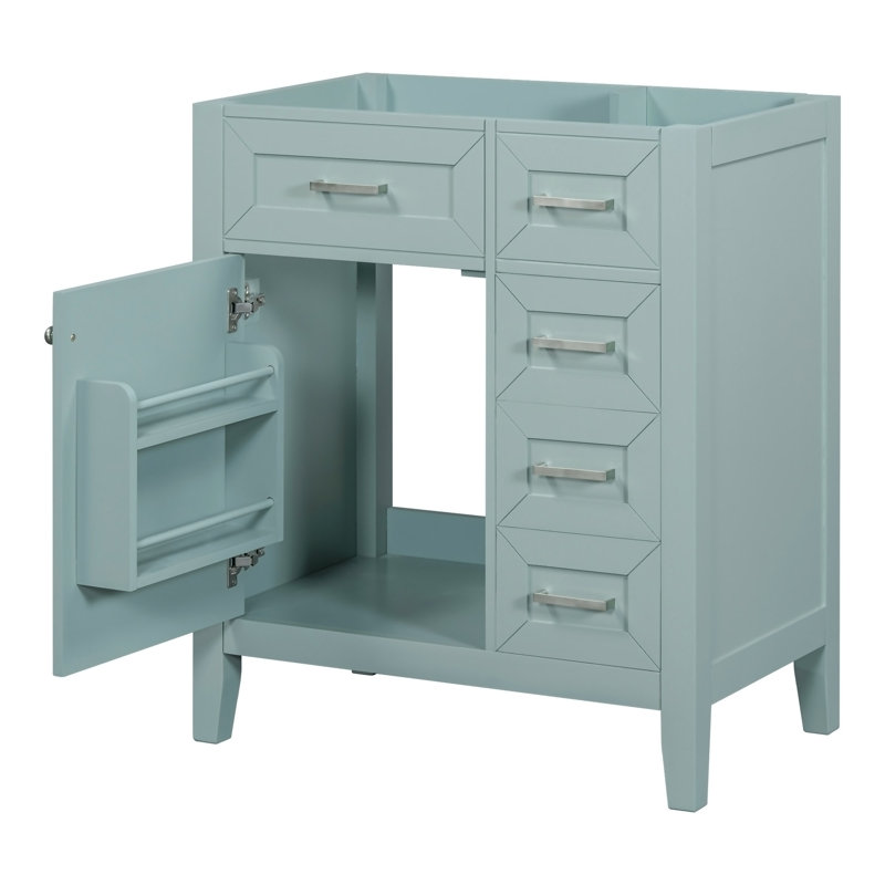 Meuble-lavabo de 30 po sans lavabo, base d'armoire seulement, armoire de salle de bain avec tiroirs, structure solide et panneau en bois aggloméré