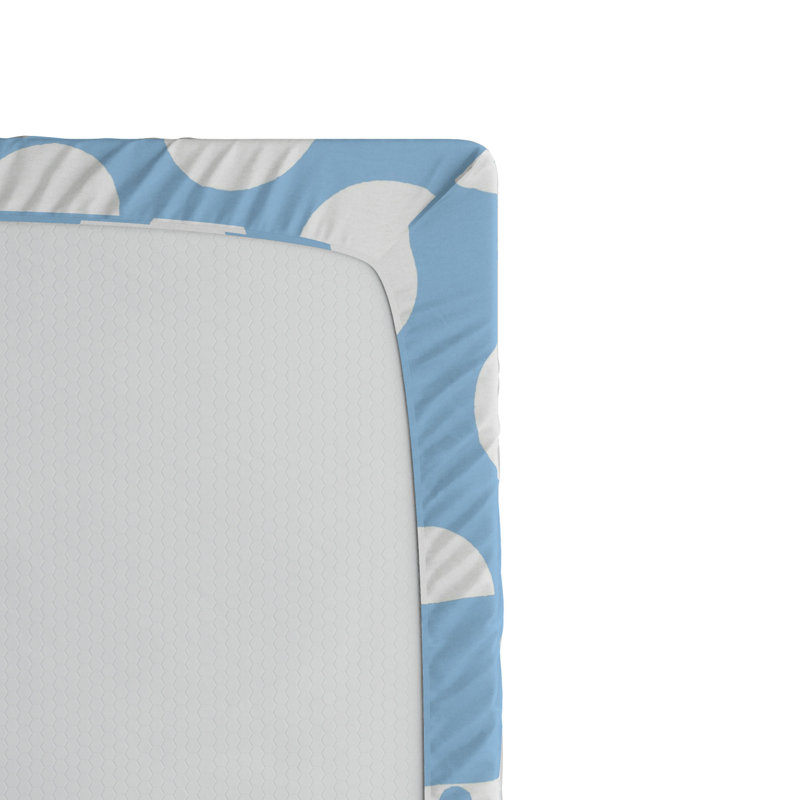 Full Size Blue and White Microfiber Polka Dot Fitted Sheet