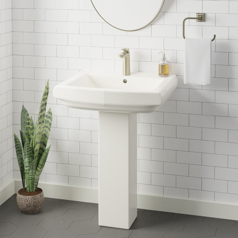Barclay Ambrose 18.5 " 26.75 " Tall Vitreous China Rectangular Bathroom Sink and Overflow Hole, Single