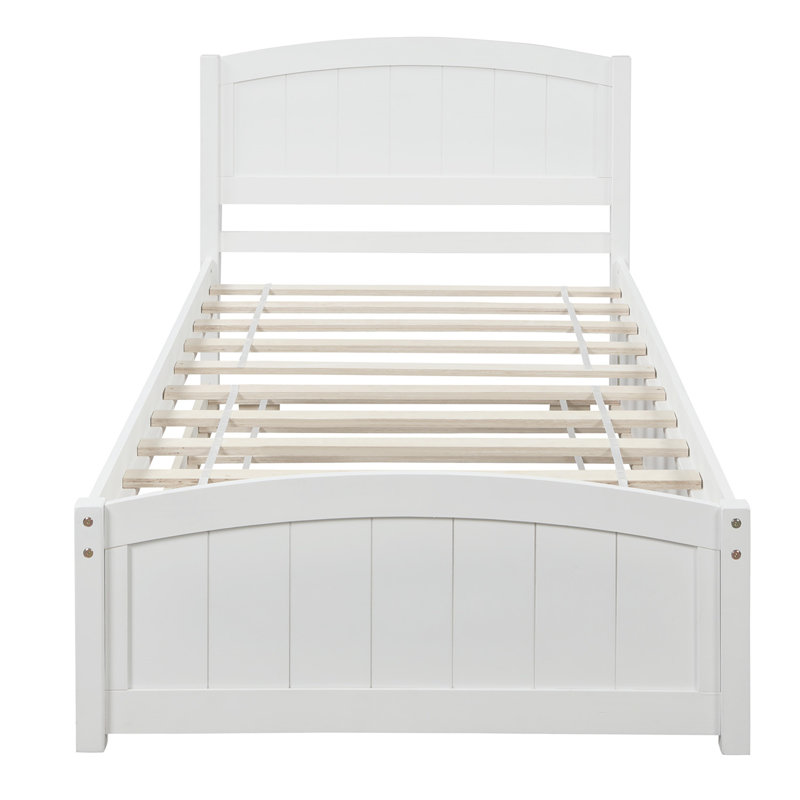 Lit plateforme simple avec lit gigogne, blanc, Blanc
