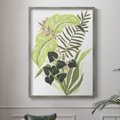 «Lime Leaf Medley I», reproduction encadrée - bois massif