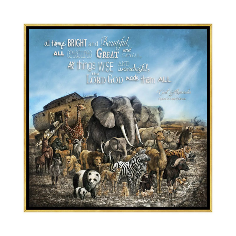 «All Things Bright and Beautiful» par Ruane Manning - reproduction d'art, H 37 po x l 37 po x P 1,5 po, Toile encadrée d'or