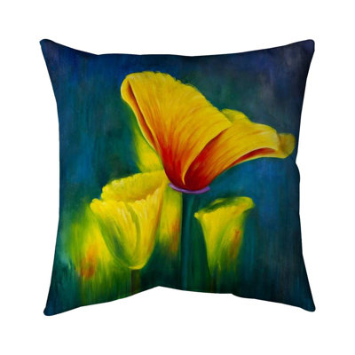 Beautiful colorful flowers - 18"x18" Throw pillow - Poly twill - Print on demand
