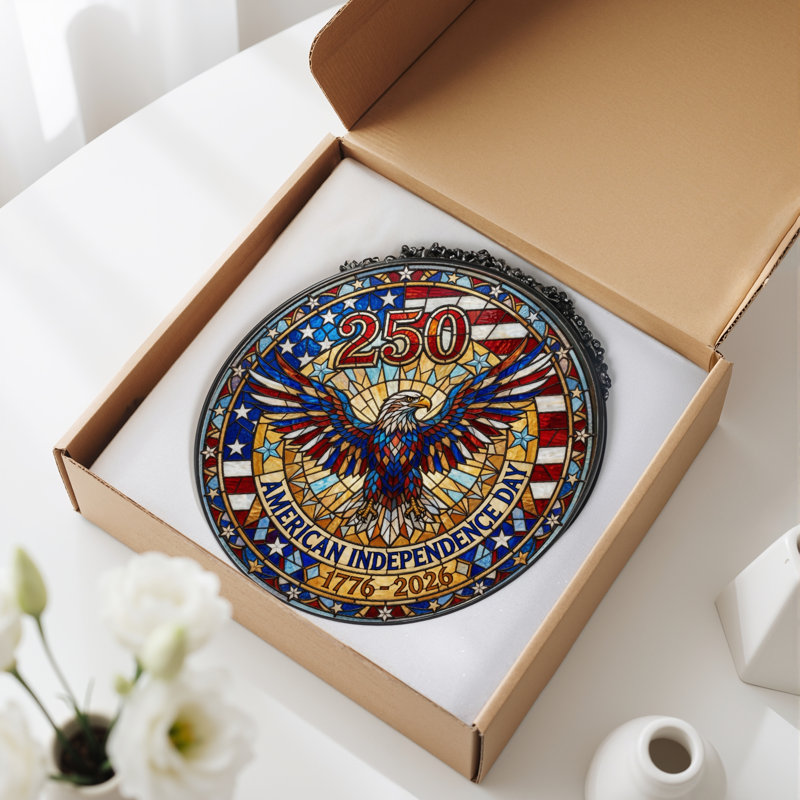 Panneau de fenêtre en verre pour décoration intérieure American Eagle USA 250th Anniversary - H 12 po, H 12 po