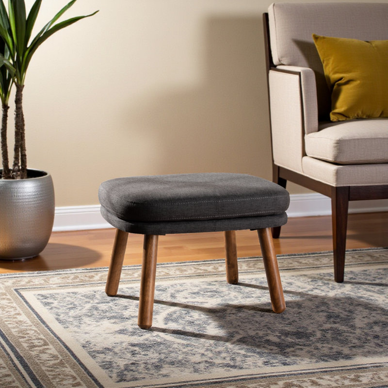 Keairra Upholstered Ottoman, Dark Gray 100% Polyester