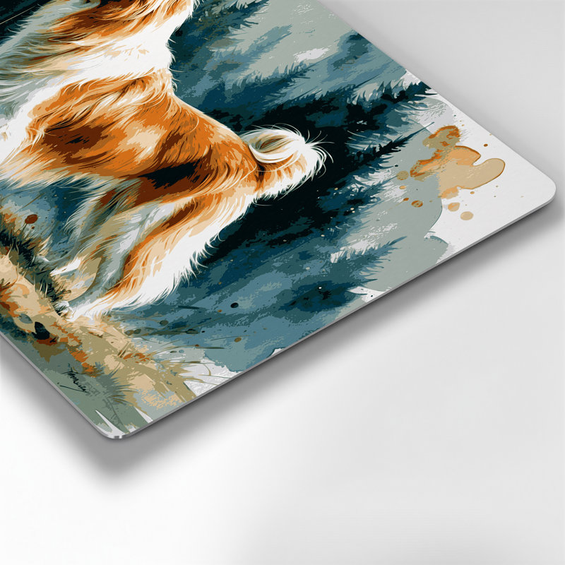 Chiens Eurasier, art mural en métal bleu, H 11 po x l 14 po