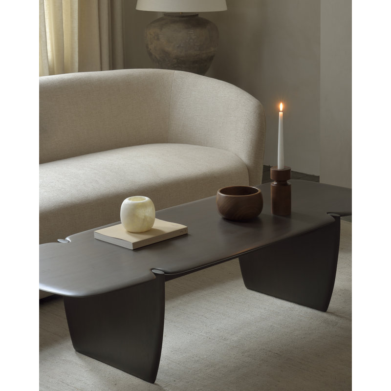 Pi Solid Wood Coffee Table, Dark Brown