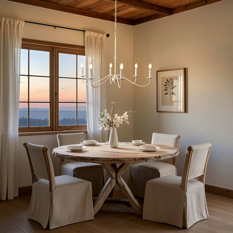 Lustre Wicklow Bohemian Farmhouse, H 22 po x l 34,75 po x P 34,75 po, Blanc