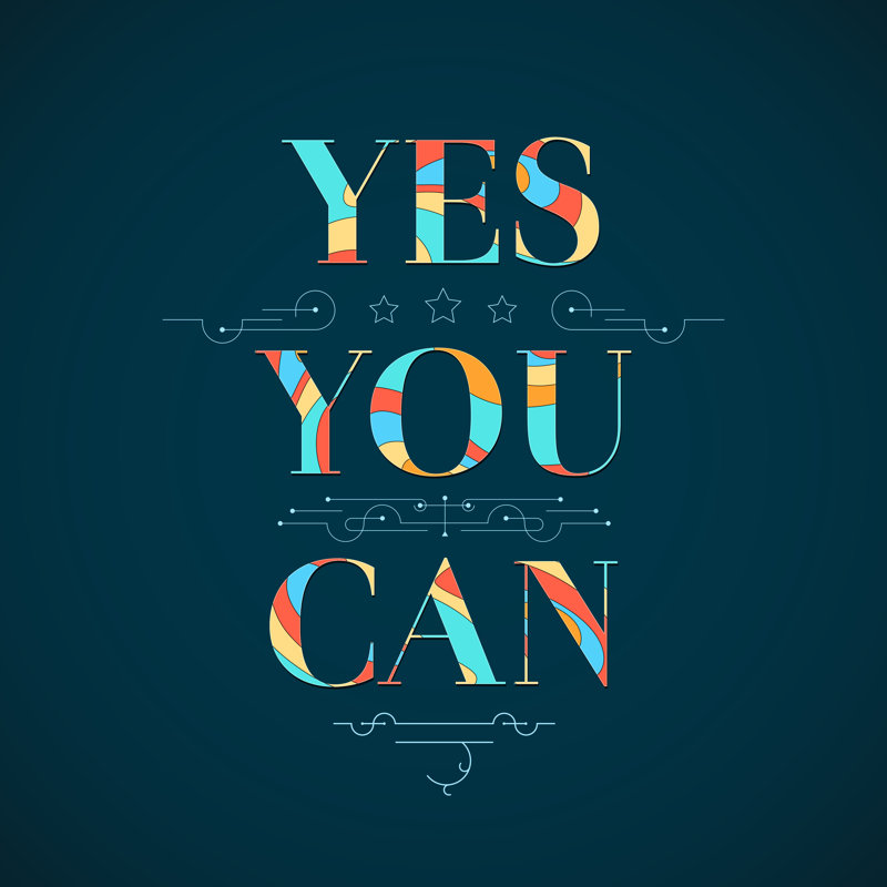 Affiche de motivation. «Yes, You Can», impression sur toile tendue, H 12 po x l 12 po