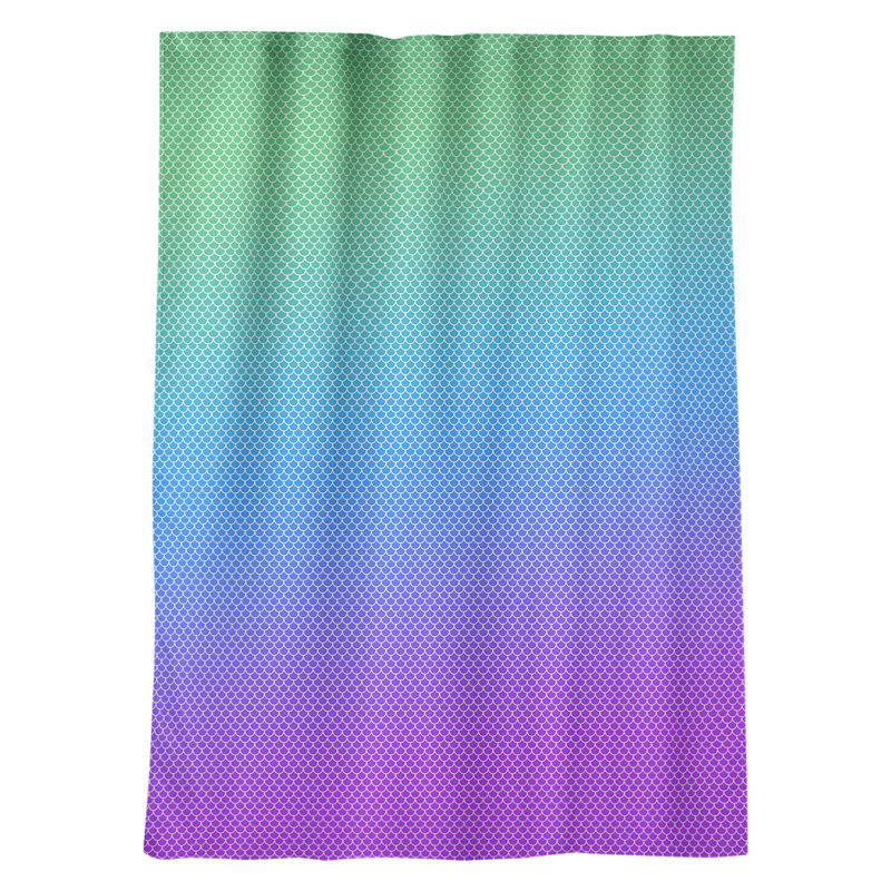 Panneau de rideau simple occultant et isolant avec passe-tringle sirène balances, Bleu ciel / vert clair / rose