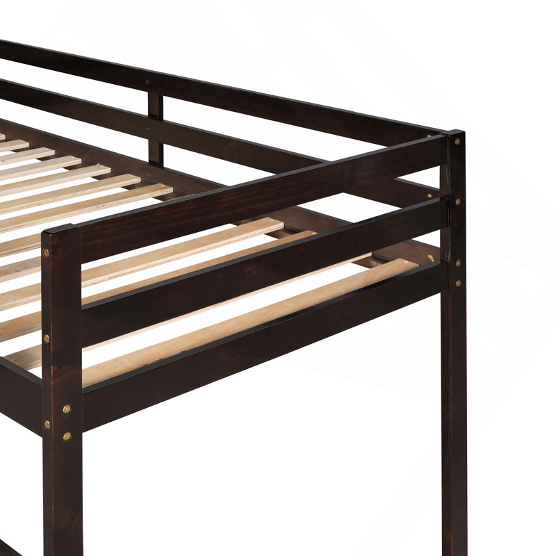Lit mezzanine simple avec glissière multifonctionnel, Espresso