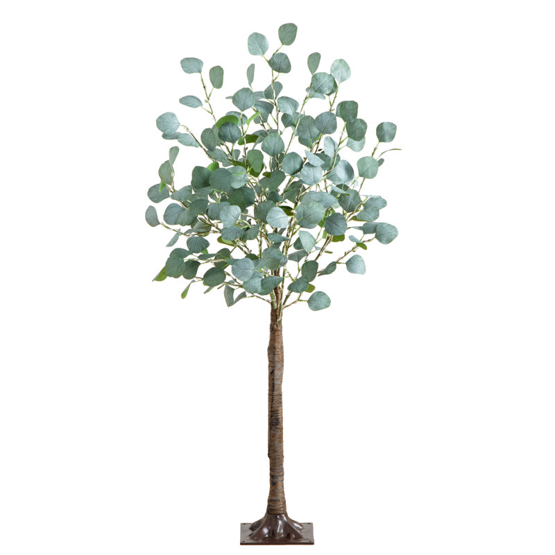 4 pi Eucalyptus artificiel éclairé avec 240 lumières DEL blanc chaud