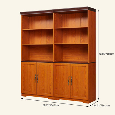 Combinez librement un ensemble de 2 grandes bibliothèques de rangement PCS, des étagères ouvertes à hauteur réglable et une armoire à porte fermée, une bibliothèque de rangement en MDF robuste et anti-basculement pour le bureau de la chambre d'étude du salon