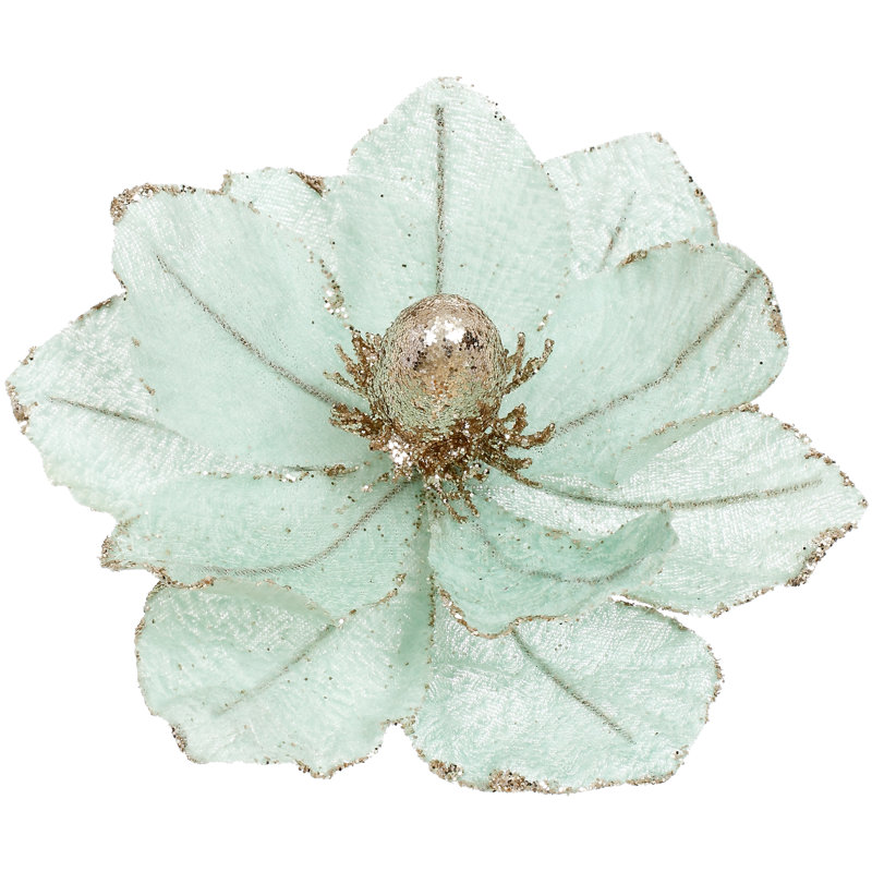 Magnolia With Clip - 6 Inches Set Of 12, Green