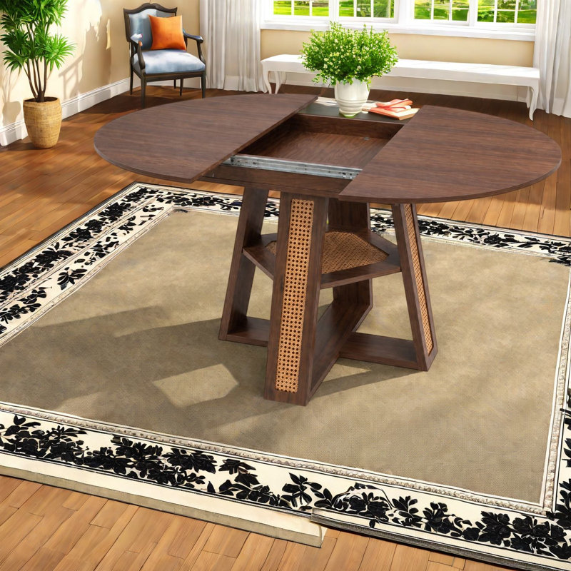 59.05 " Extendable Dining Table, Brown*Brown Wood