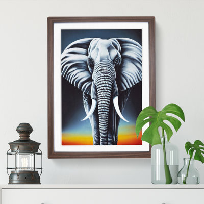 Elephant At Sunset - Single Picture Frame Print
