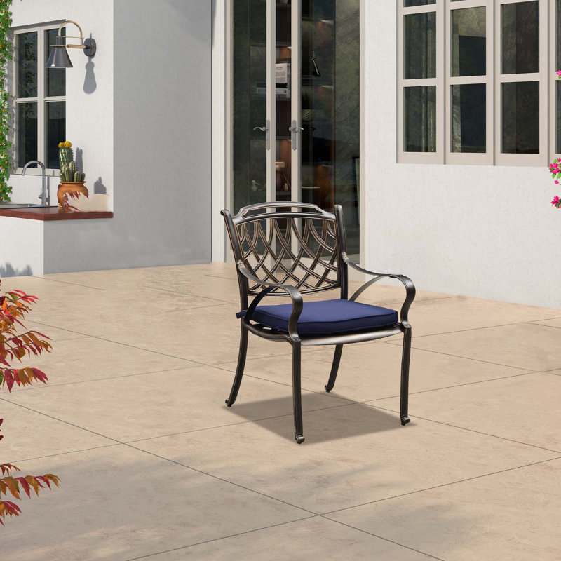 Arelli Outdoor Dining Armchair with Cushions, Navy Blue