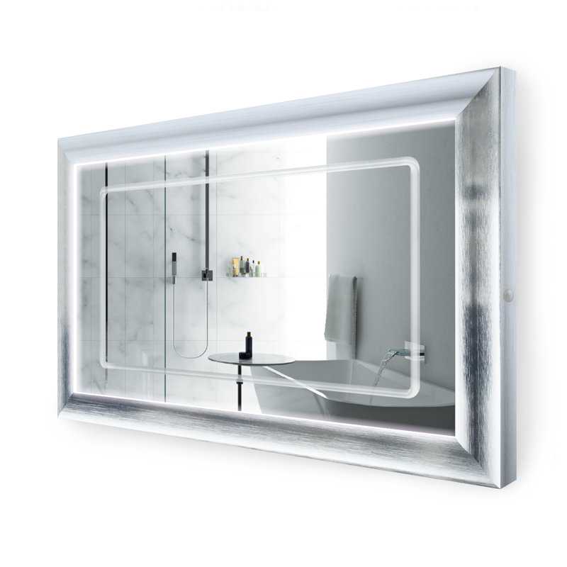 Cossette Metal Wall Mirror, 30" H x 48" W, Silver