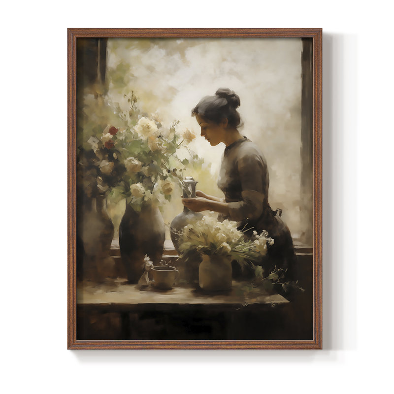 Reproduction encadrée WOMEN Series CDXV - bois massif, H 30 po x l 24 po, Noyer