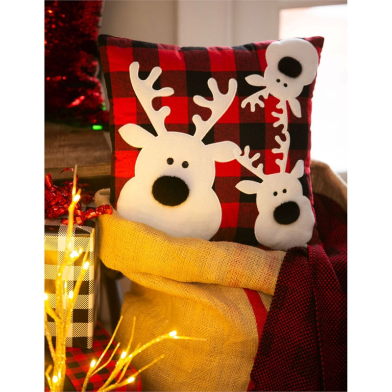 Plaid Deer Square Throw