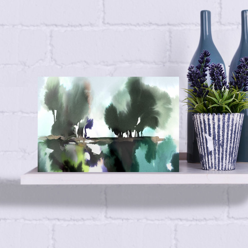 «Verdant Drift I Abstract Contemporary Landscape Nature», art mural, H 12 po x l 18 po