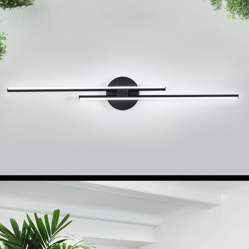 31" W 2-Light Dimmable LED Vanity Light, Matte Black, 6000K