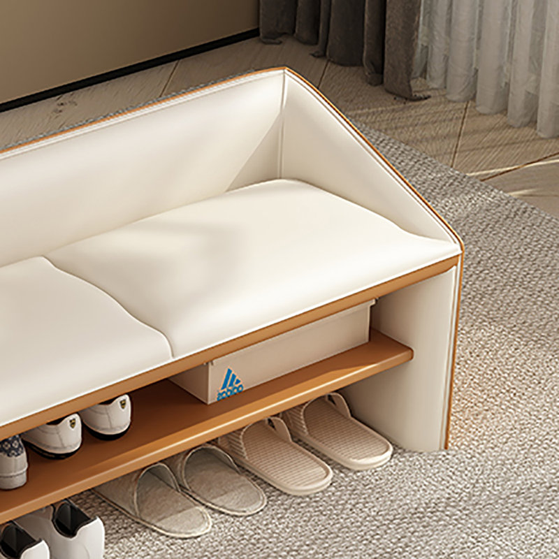 39.4in Multi-functional Shoe Storage Bench, Beige/Orange