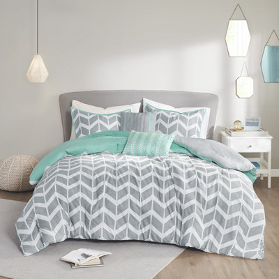 Ensembles de literie confortables en turquoise avec polyester hypoallergénique, conception à chevrons moderne pour lit simple / simple TG
