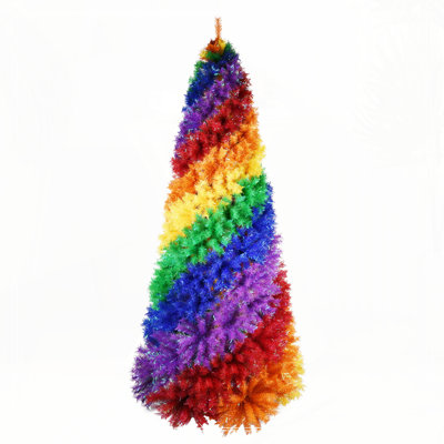 6ft Rainbow Spiral Christmas Tree, 1248 Branch Tips, Colorful PVC Artificial Holiday Tree with Unique Spiral Design