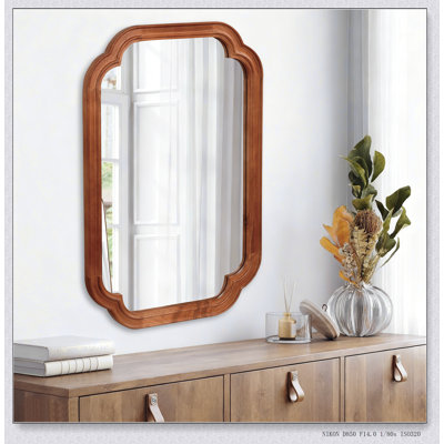 Solid Wood Frame Rounded Corner Decorative Mirror, Enhancing Elegance And Versatility In Any Room