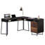 Bureau en L, finition noyer foncé