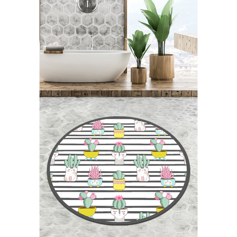 Tapis de bain antibactérien antidérapant, 31,5 po de diamètre, 100% polyester, 0,4 po de hauteur de poils | Lavable à la machine, 700 g / m² | Idéal pour la sécurité et le confort de la salle de bain, design élégant et fonctionnel
