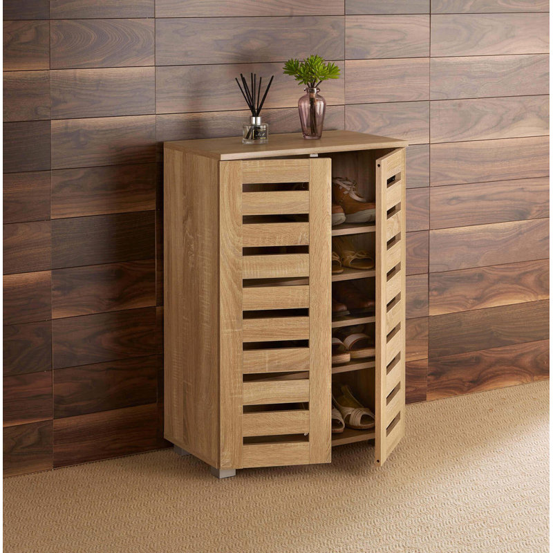 Oslo 10 Pair Shoe Storage Cabinet, Oak