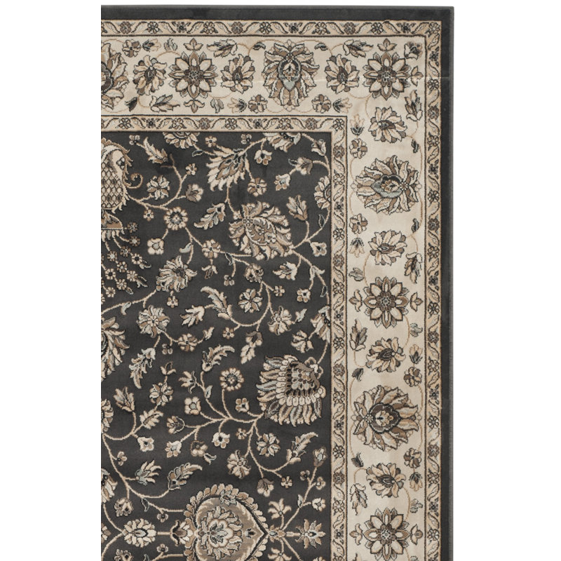 Setser Viscose Oriental Rug in Ivory/Anthracite, Rectangle 4' x 5'3"