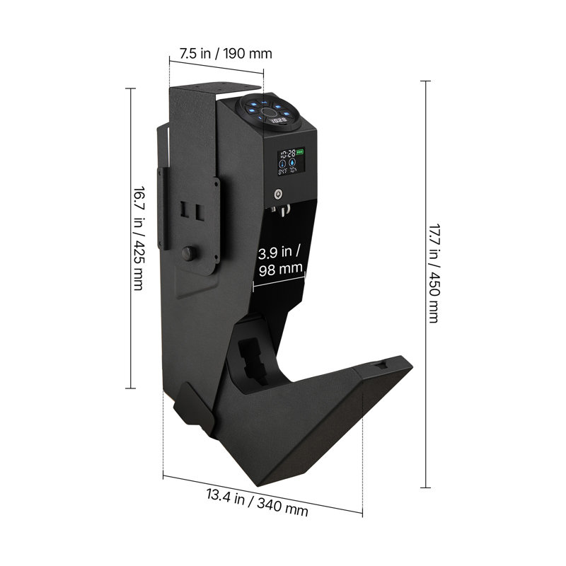 Secure Handgun Safe with Biometric Fingerprint Access, 4-Way Entry, Durable Steel Build, LCD Screen, Automatic Lighting, Silent Mode Option, Ideal for Nightstands and Desks, Black