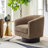 Applewold Upholstered Camel Corduroy Swivel Barrel Chair with Solid Wood Base-732036580
