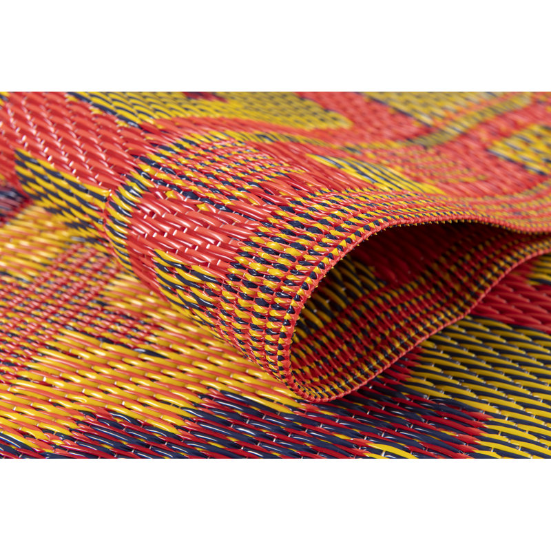 Tapis intérieur / extérieur à motif géométrique orange / vert Aldo, Rectangle 6 pi x 9 pi