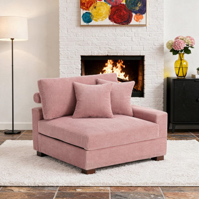 Fauteuil rembourré en velours côtelé