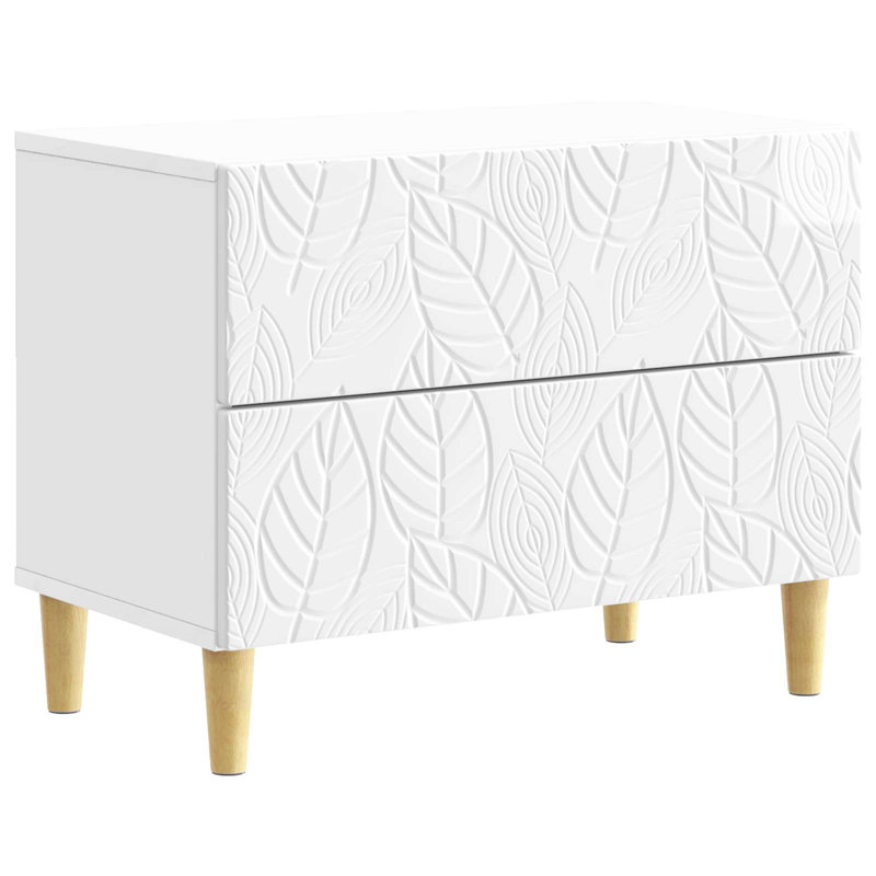 62cm W Composite Bedside Table, High Gloss White