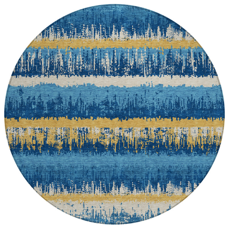 Chayden Indoor/Outdoor Chantille ACN1013 Gold Area Rug, Round 8'