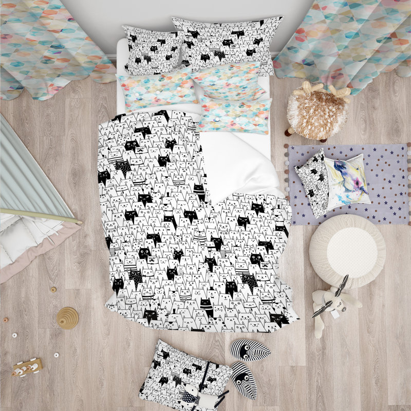 Ensemble de housse de couette modern adolescent, Housse simple + 1 taie décorative