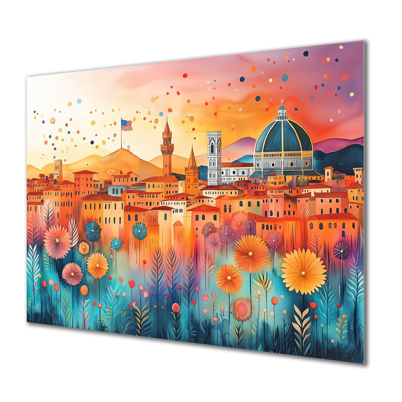 «Color of Italy In Florence Nightfall I», reproduction d'art traditionnelle en métal, décoration murale en métal Italie