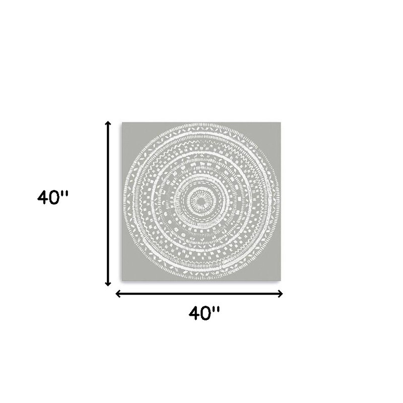 «Boho White Mandala», impression murale sans cadre